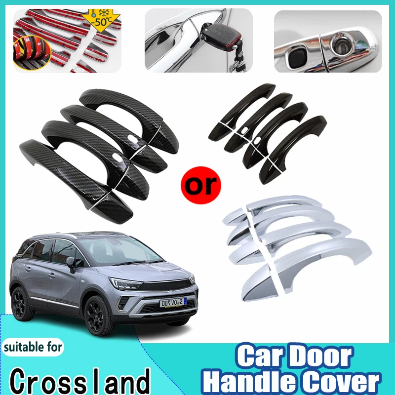 

For Opel Crossland Vauxhall 2017~2024 2018 2019 2020 2021 Carbon Fiber Chrome Door Handle Anti-Scratch Luxurious Car Accessories