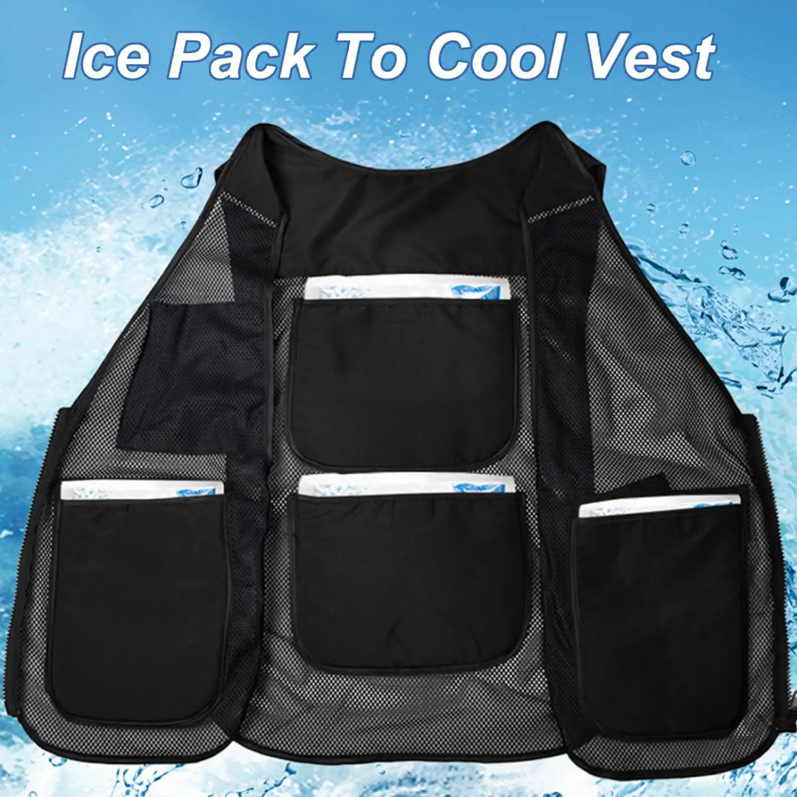 

Охлаждающий жилет Охлаждающий жилет для тела с 8 пакетами льда Летний охлаждающий жилет Регулируемый холодный жилет Светоотражающий жилет со льдом переменного тока для горячей погоды