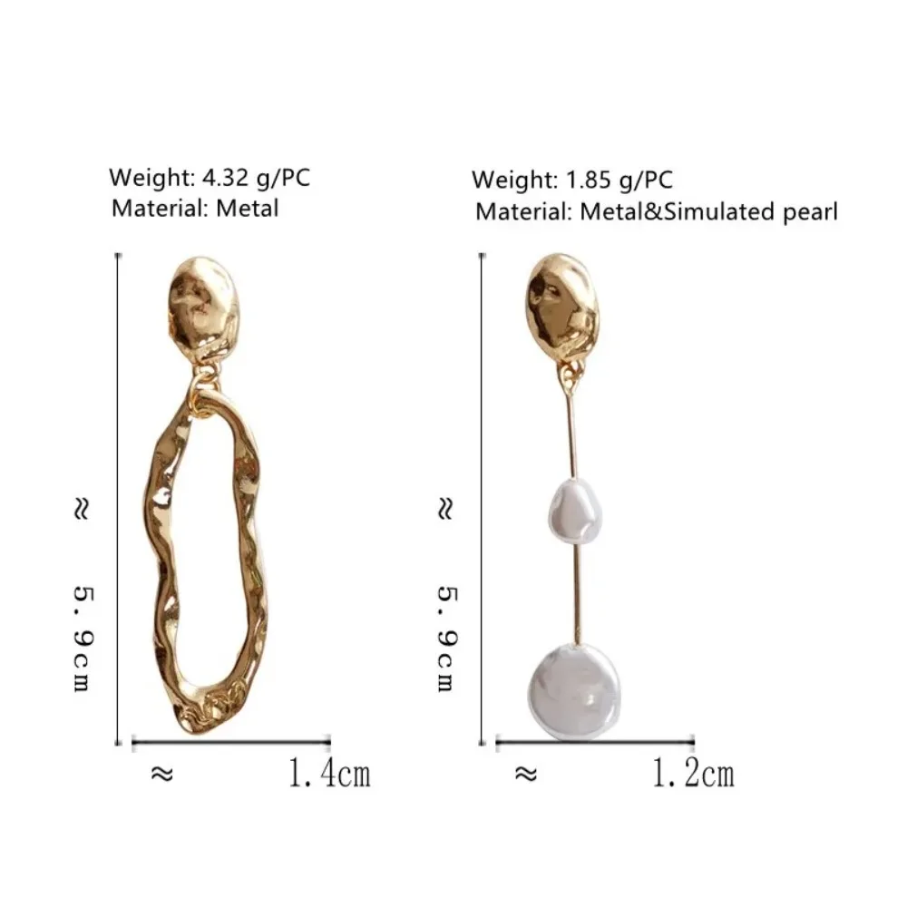 أنيقة غير المتماثلة انخفاض الأقراط والمجوهرات قطرة الشكل حلق اللؤلؤ الحد الأدنى الفضة إبرة الأقراط فتاة