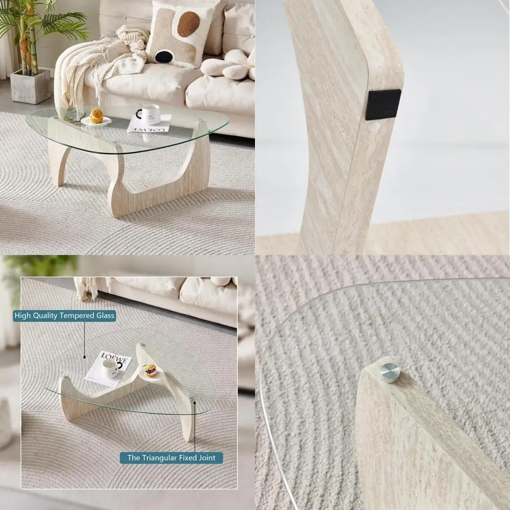 

Modern Marble Coffee Table: Elegant Wooden Design for a Stylish Living Room