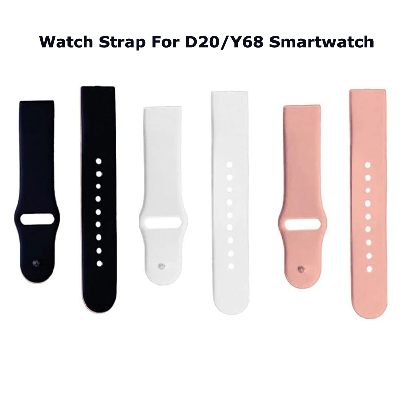 Silicone Wrist Strap For Y68 D20 Smart Watch Soft Adjustable Wristband Bracelet Replacement Strap Smart Watch Strap Accessories