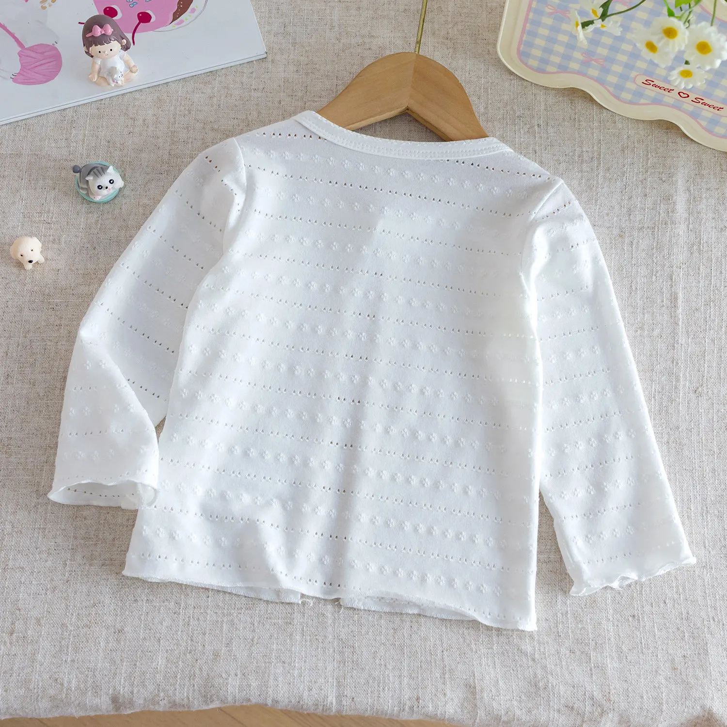 Baby Girls' Sunscreen Clothes Hollow Out Breathable One Button Jacket Summer Kids Air Conditioning Clothing Thin Cardigan Coat