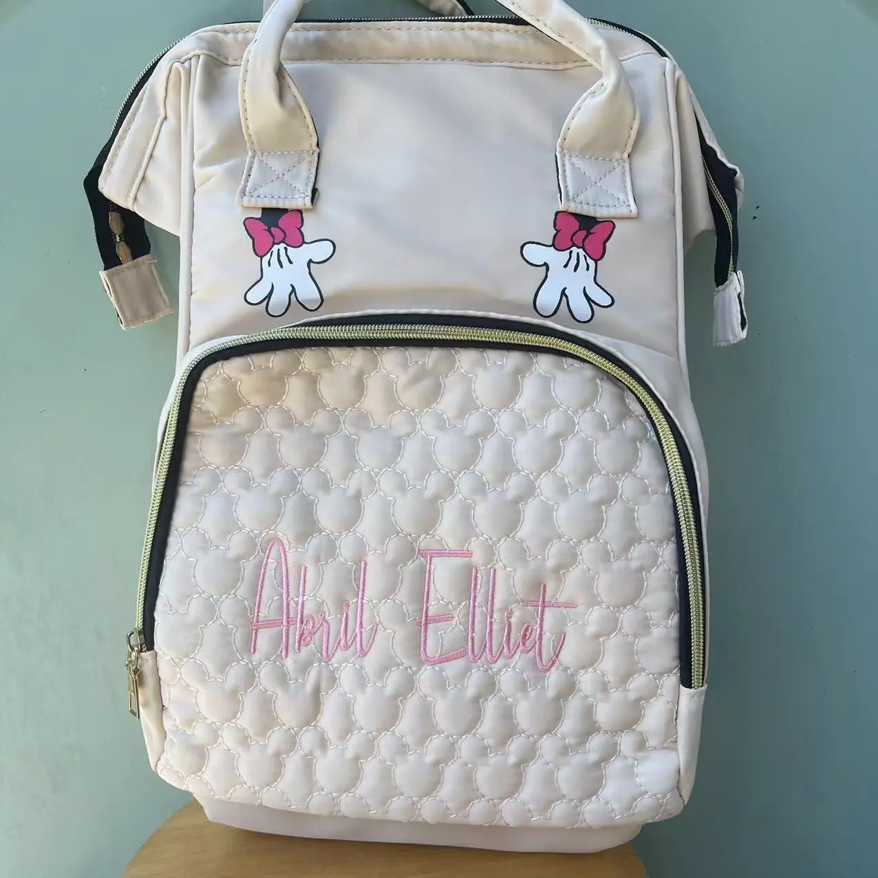 Embroidered Fashion Mommy Bag Personalized Custom Multi purpose Large Capacity Outgoing Storage Bag Mother and Baby Bag