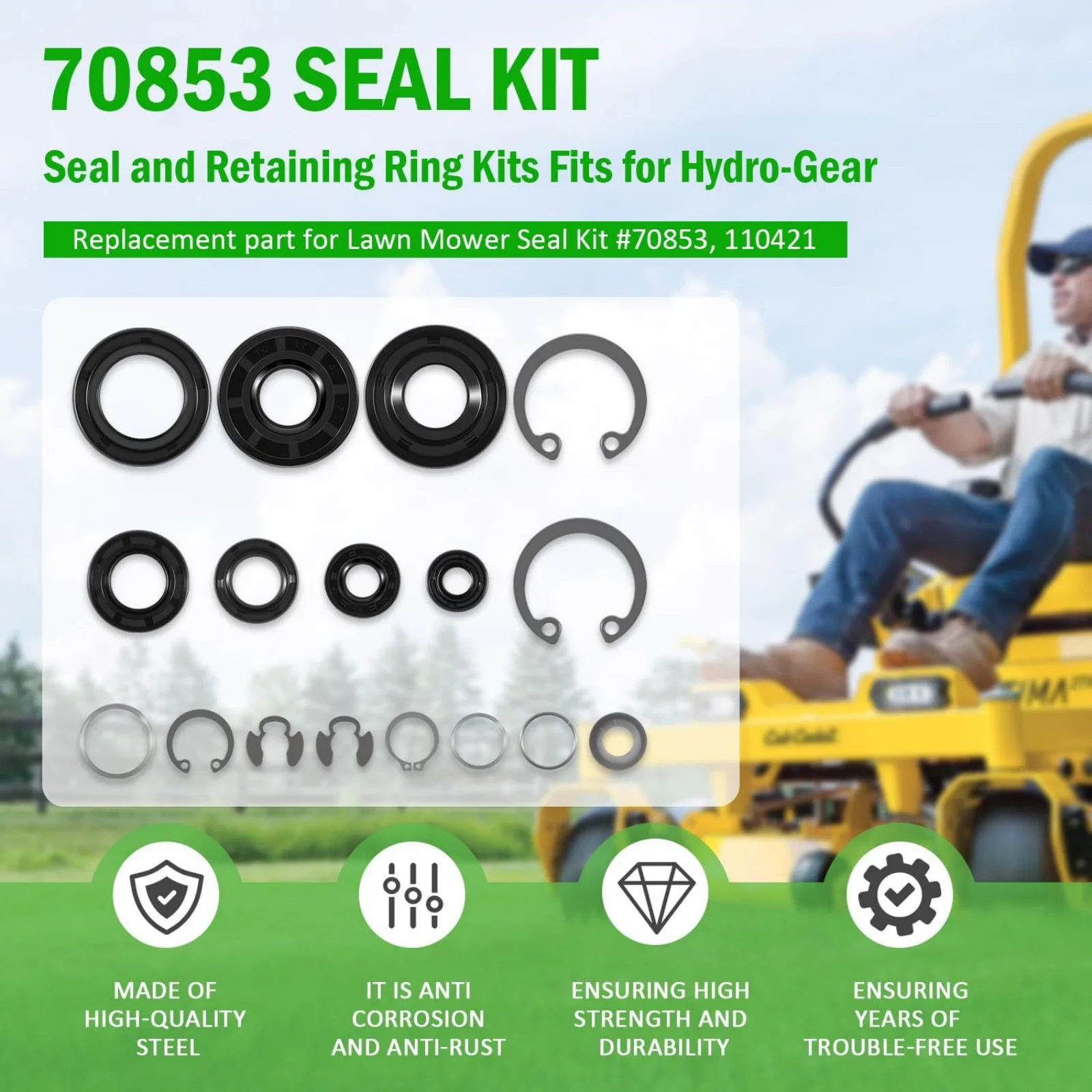 70853 110421 Lawn Mower Transmission Seal & Retaining Ring Kit For Hydro Gear For Cub Cadet i1042 i1050 RZT L42 L46 L54 Z-Force