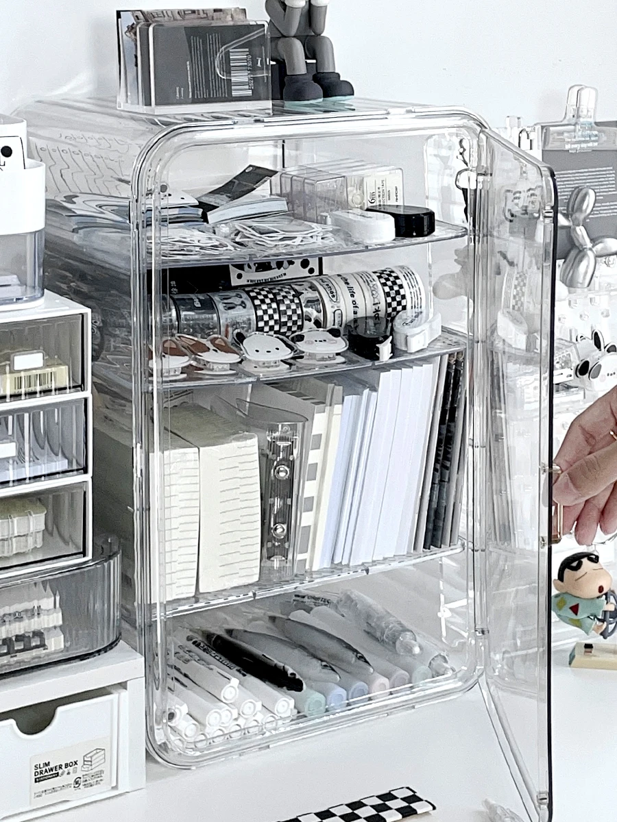 

Large Capaci Desktop Organizer Cabinet Transparent Der Box Stationery Accories Storage Box Dustproof Nordic Sle for...