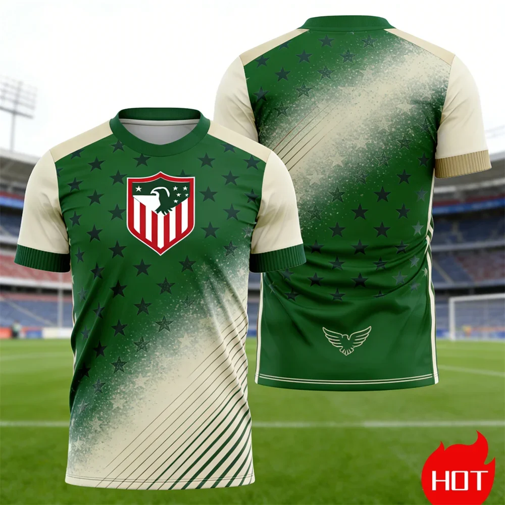Fußball-Sport-T-Shirt für Herren, neuartiges 3D-gedrucktes Grafik-Kurzarm-T-Shirt, Sommer-Fitness-Gym, atmungsaktives Rundhals-Oberteil