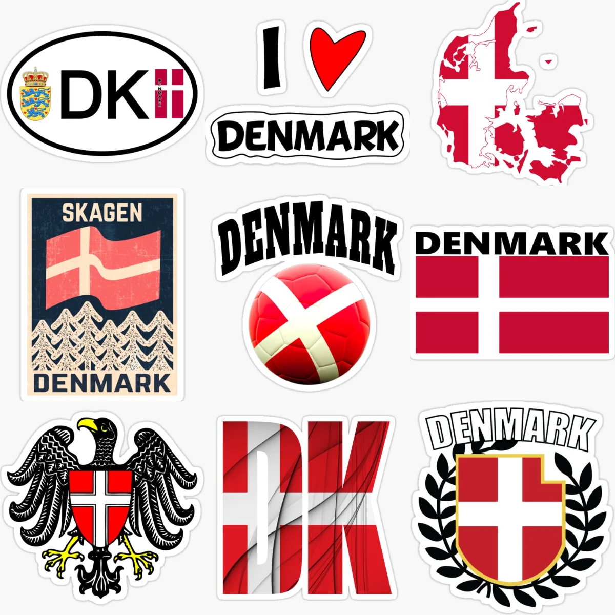 

DK Denmark Flag Map Emblem Creative PVC Sticker for Decorate Car Bicycle Helmet Window Wall Fridge Decal Accessorie