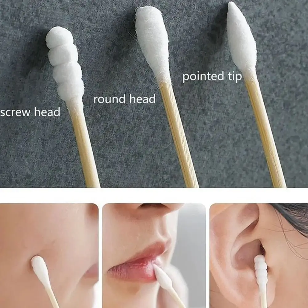 Portable Double Head Cotton Swab Wooden Wadded Sticks Multipurpose Disposable Cotton Swab Cleaning Cotton Swabs