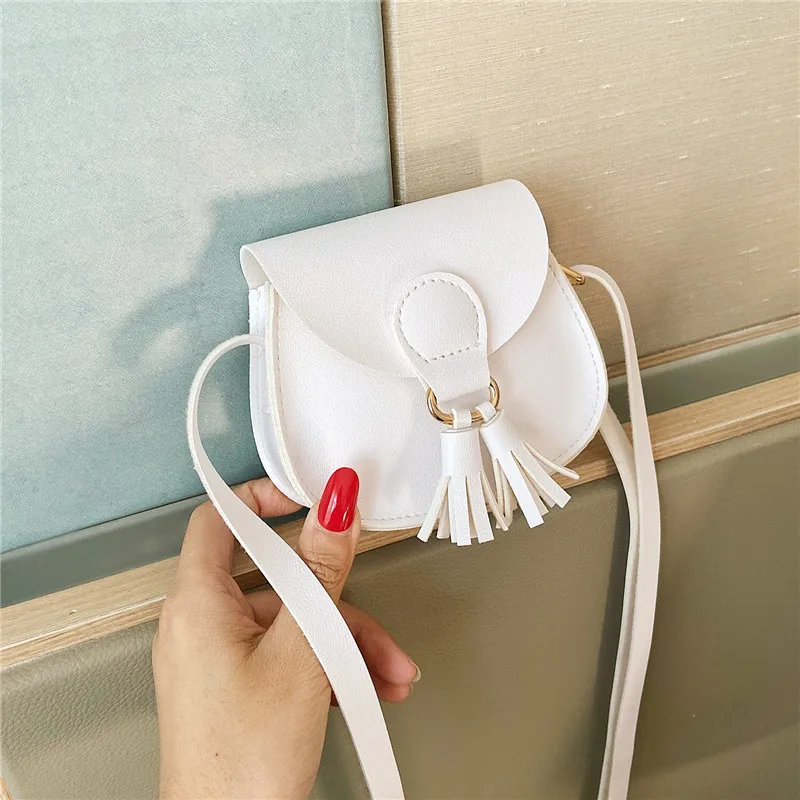 New Mini Children Bag Korean Version Princess Cute Shoulder Bag Fashion Tassel Decoration PU Leather Crossbody Bag For Girl Gift