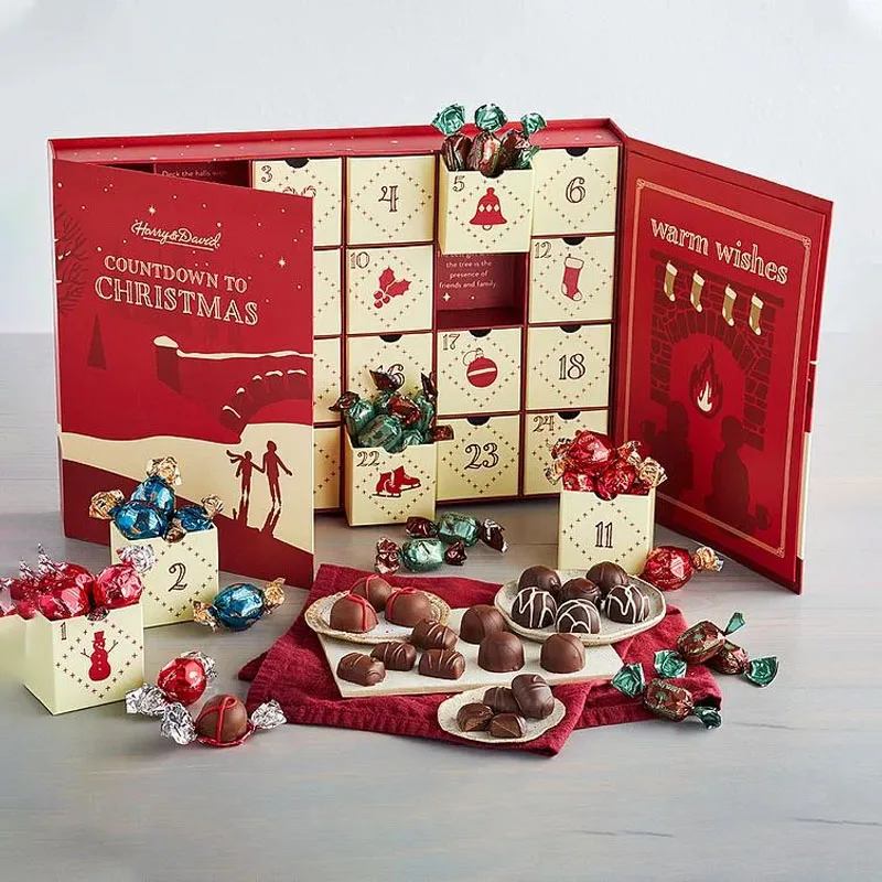 Customization.New Design Cardboard Empty Chocolate Tea 24/12 Drawer for Gift Package Small Advent Calendar Box