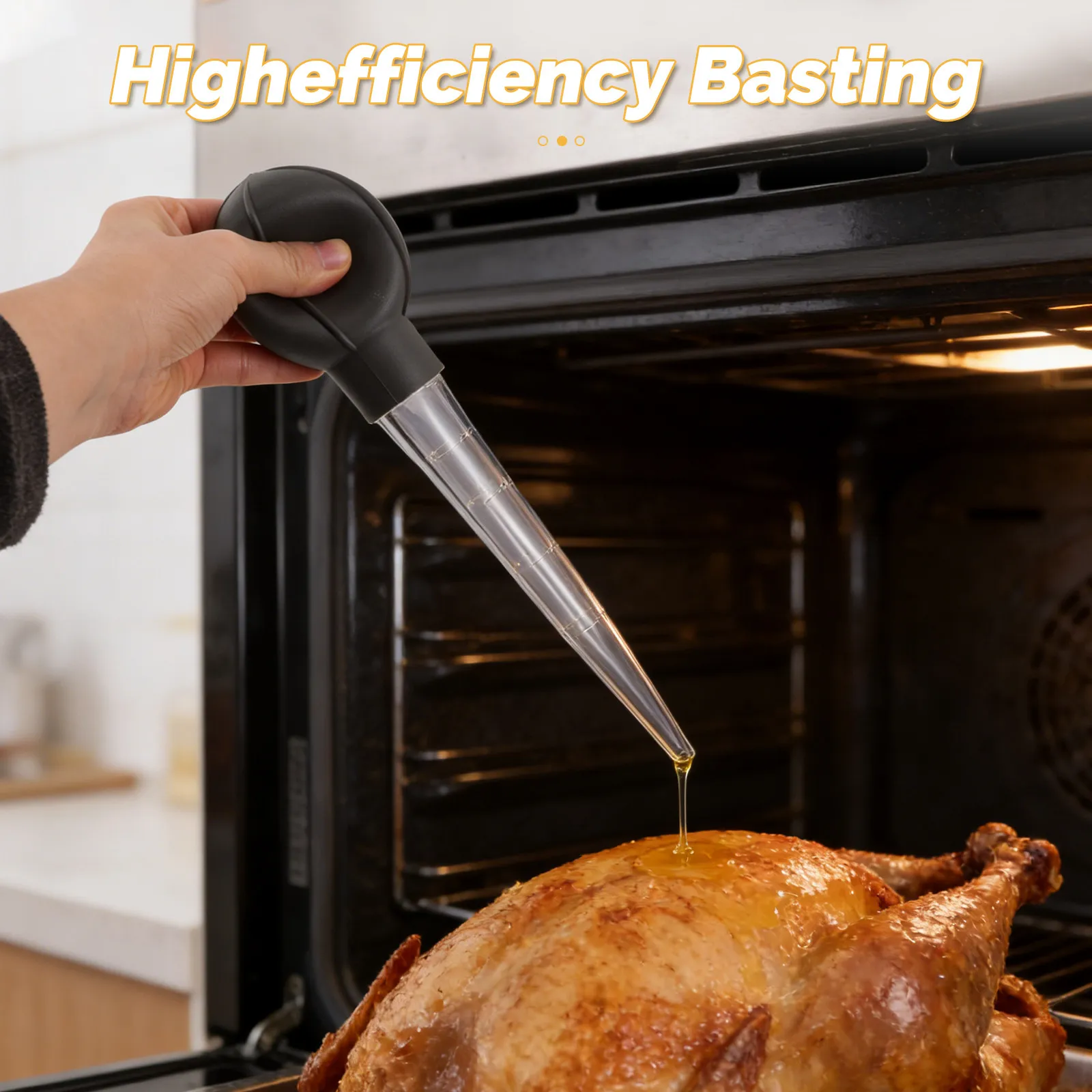 Transparent Kitchen Turkey Baster Food Grade Suction Bulb for Cooking Roasting Bbq Meat Marinade Tool with Cleaning Brush