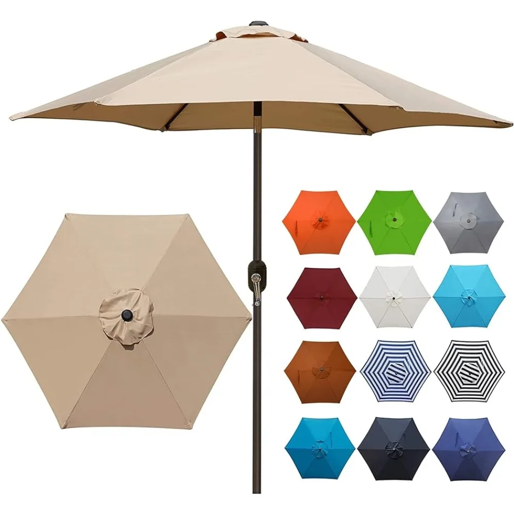 

Blissun 7.5 Ft Patio Umbrella, Yard Umbrella Push Button Tilt Crank (Tan)98% UV Protected, High Quality Designed To Last Years