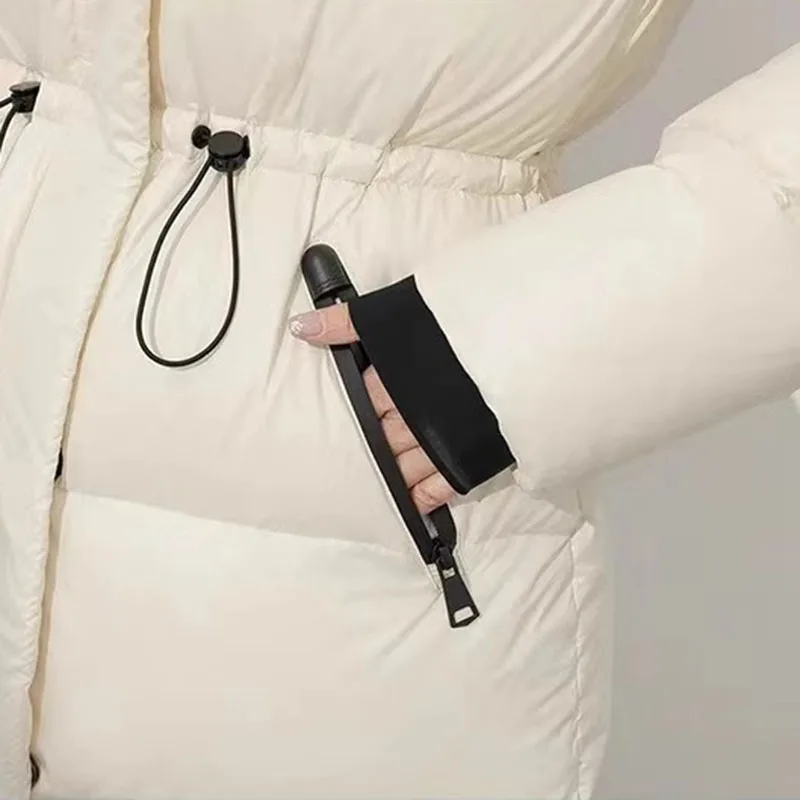 Ocio mujer Parker 2025 nuevo invierno de alta calidad cálido con capucha pato blanco abajo chaqueta de mujer moda abajo chaqueta H465