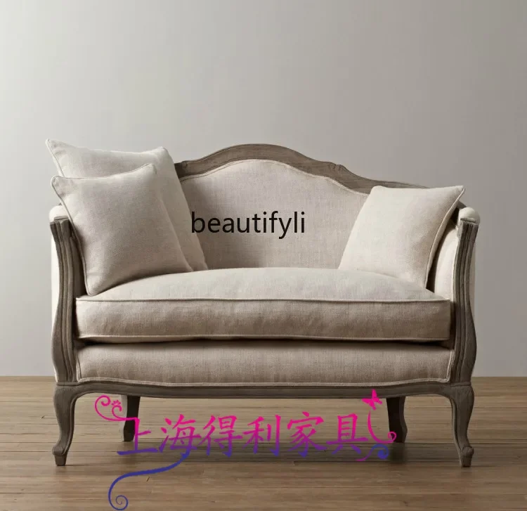 

ss K178American country sofa French retro old sofa oak European solid wood sofa