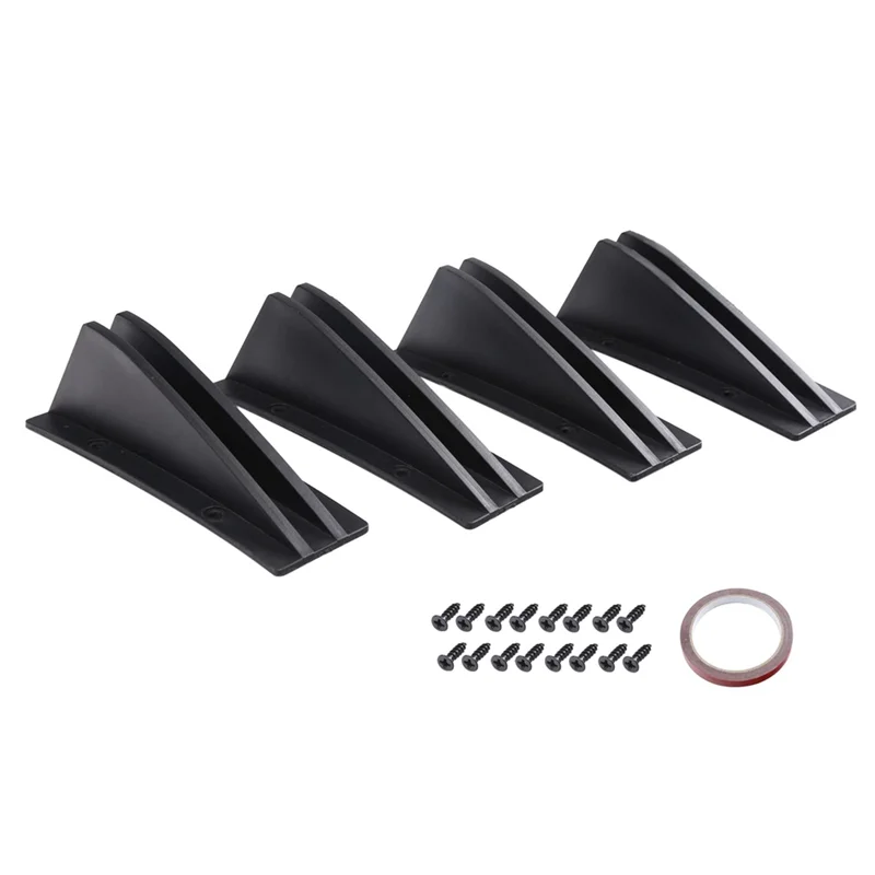 

Universal Rear Bumper Lip Diffuser Shark Fins Chin Bumper Protector Shark Fins Bumper Shark Fins Cover Trim Spoiler -Black 4PCS