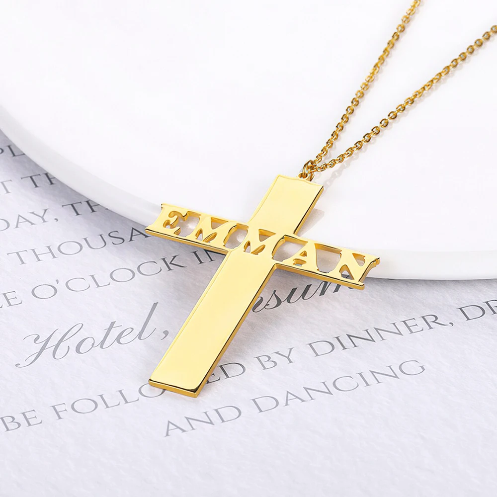 

Custom Name Necklace Personalized Cross Pendant Stainless Steel Simple And Exquisite Necklace, Women's Jewelry, Religious Belief
