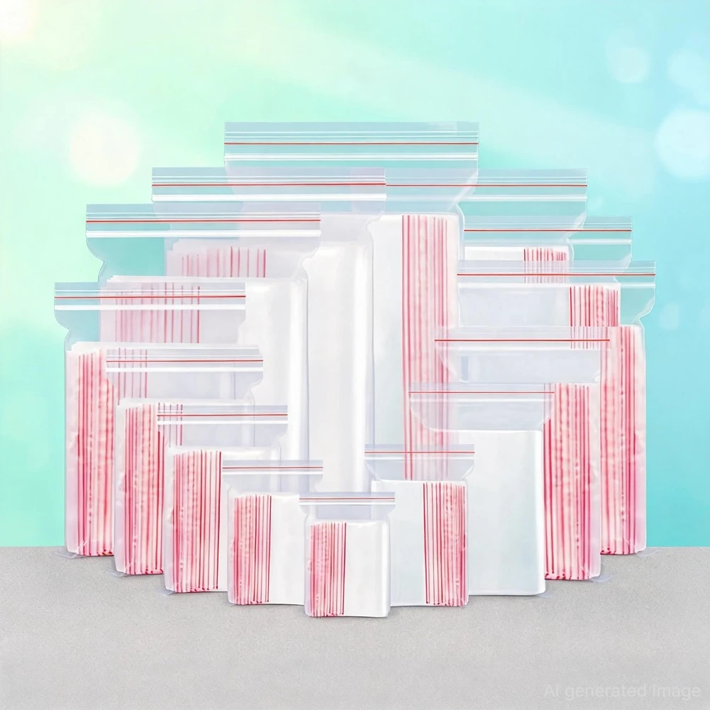 100 Stück Plastiktüten Schmuck Reißverschluss Wiederverschließbare Klare Poly-Verpackungsbeutel Verschiedene Größen 2028