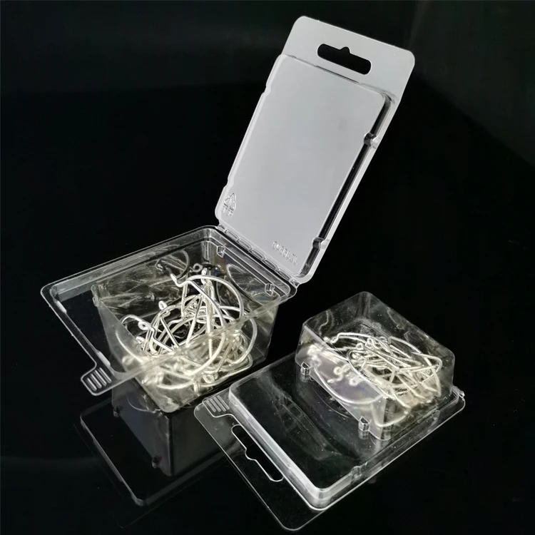 Transparent transparent recycled material plastic pet blister clam shell gift display box fishing hook bait spot