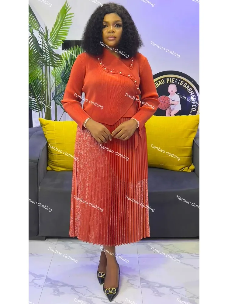 مياكي الطيات 2025 الخريف جديد البرنز الربط فستان البدلة طوق حبة حزام فضفاض فساتين حريمي #4