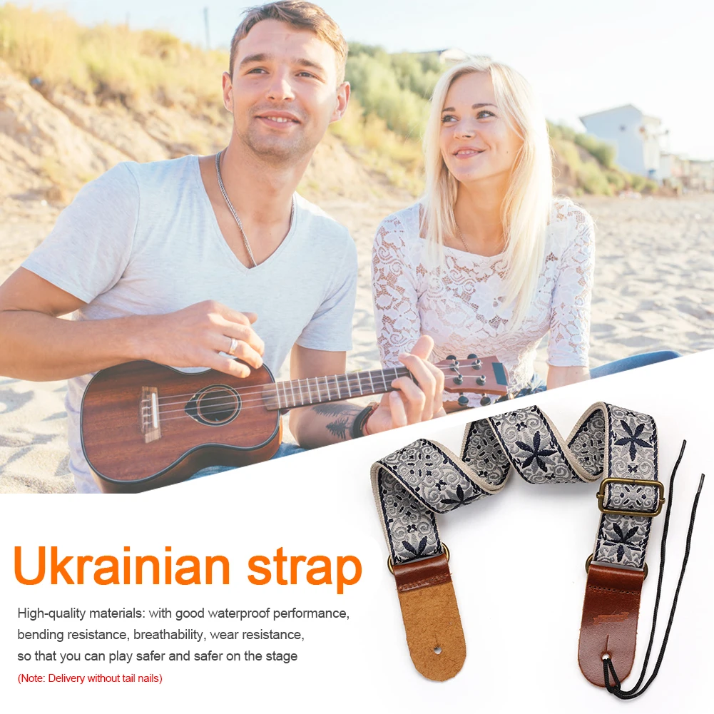 

Ремешок для гитары и бас-гитары с вышивкой, разноцветный, регулируемый, в этническом стиле, для классической гитары, укулеле, мандолины, банджо