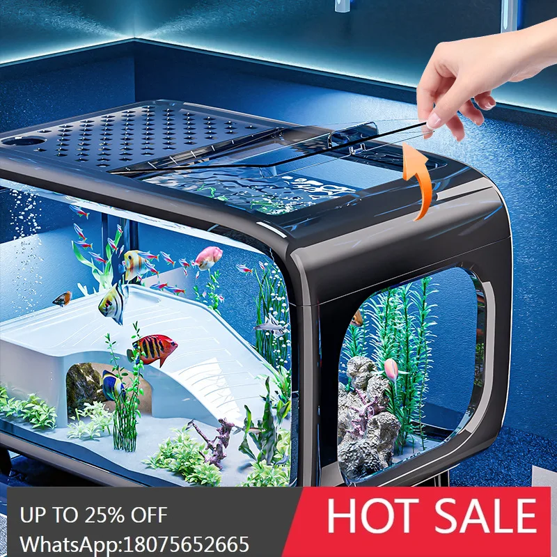 MJY Sealed Large Turtle Tank with Lid Transparent Acrylic Ecological Landscaping Aquarium