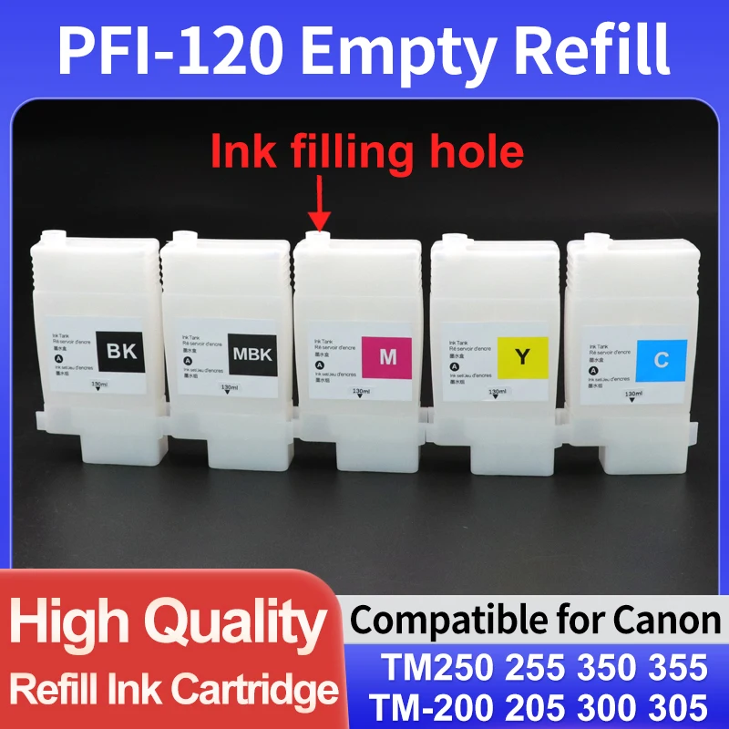 Compatible for PFI-120 PFI-121 Empty Refill ink Cartridge TM-200 TM205 TM300 TM305 TM250 TM255 TM350 TM355 GP-200 GP-300 Printer