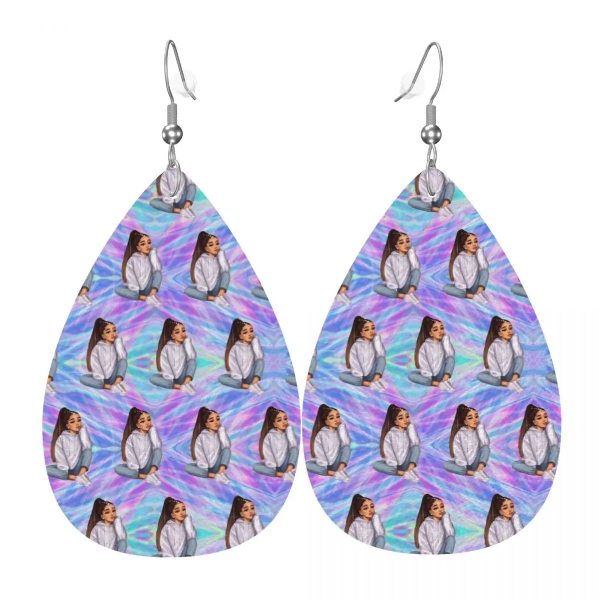 Custom G-Grande A-Ariana Leather Teardrop Earrings for Women Leather Earrings Hot Singer Lightweight for Parties Holidays