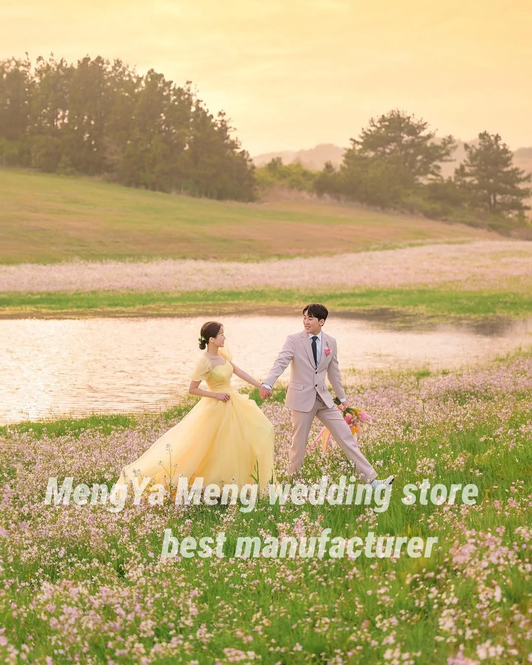 ZHUISHU Customized Fairy puff sleeve Korea Organza Wedding Photo Shoot Dress Corset Back Floor Length Bridal Gown 한국 웨딩 드레스 2025