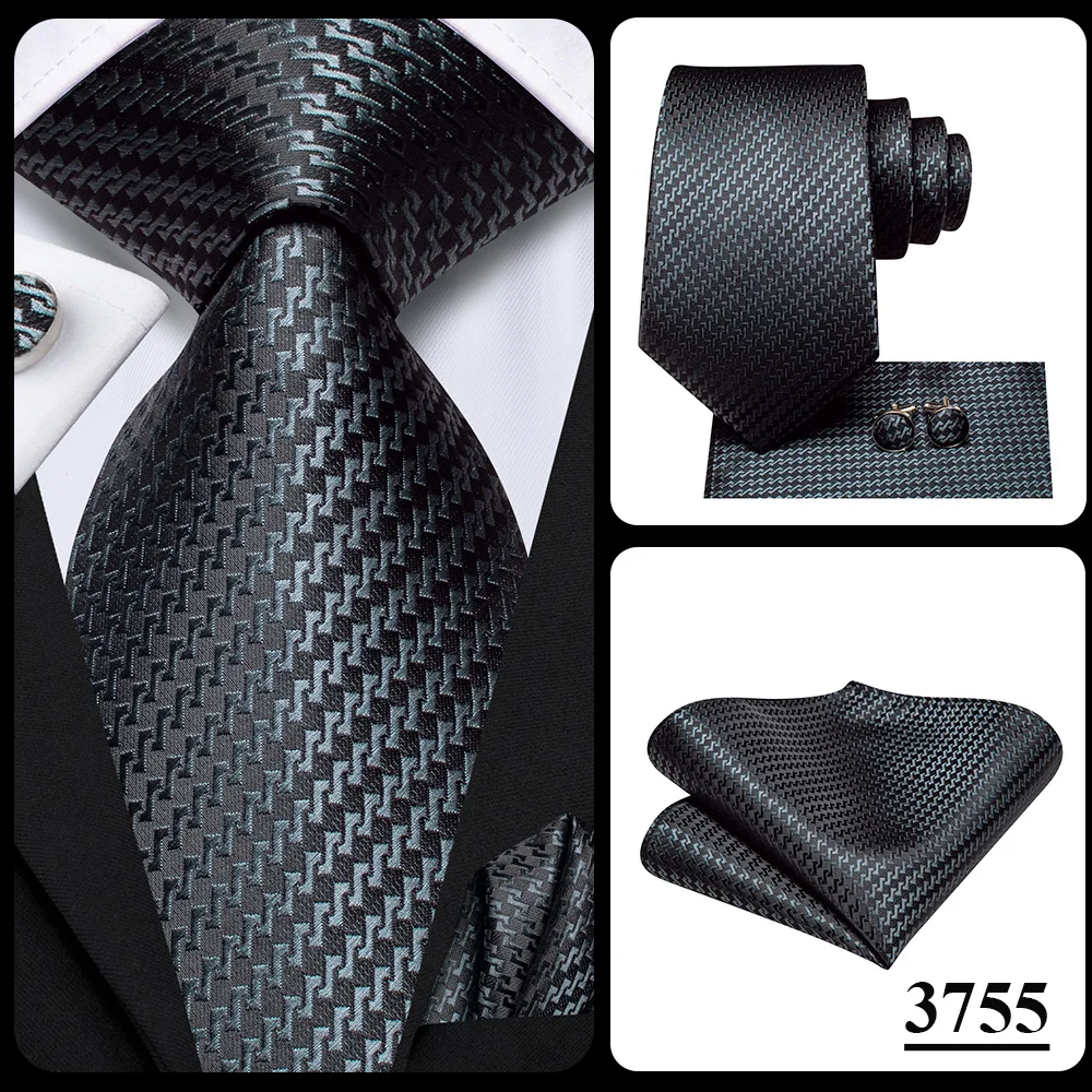 Herrenmode Einfarbiges Grün-Blaues Krawatten-, Taschentuch- und Manschettenknopf-Set für Smoking-Accessoires Klassische Luxus-Seidenkrawatte als Geschenk für Männer – Detail 35