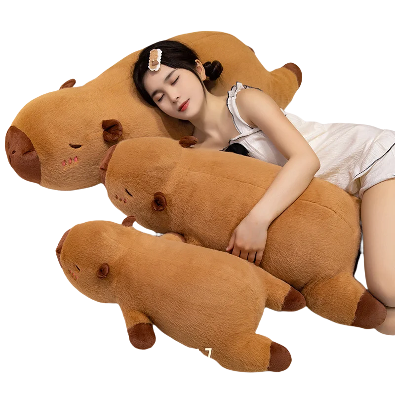 Giant size Big Capybara Plush Toy Stuffed Angel Wings Heart Cheek Orange Decor Capibara Nap Sleeping Throw Pillow Hug Cushion