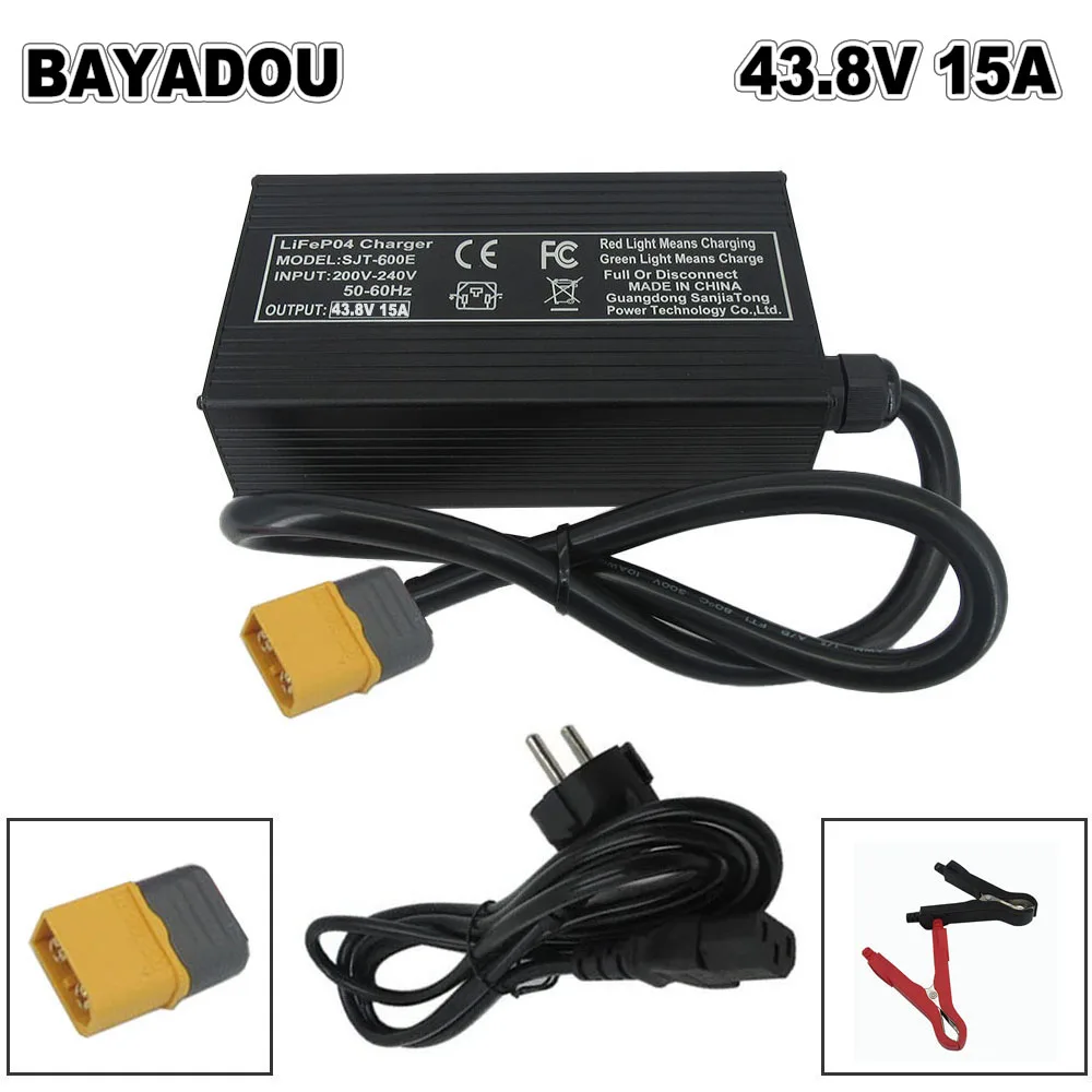

43.8V 15A LiFePO4 Battery Fast Charger For 36V 38.4V 12S Iron Phosphate Golf Cart Energy Storage Smart Chargers XT90 Connector