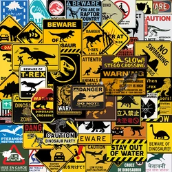 Mundo jurássico adesivos, domínio, perigo, zona selvagem, dinossauro, adesivos, pvc, aviso, aviso, 10 a 60pcs