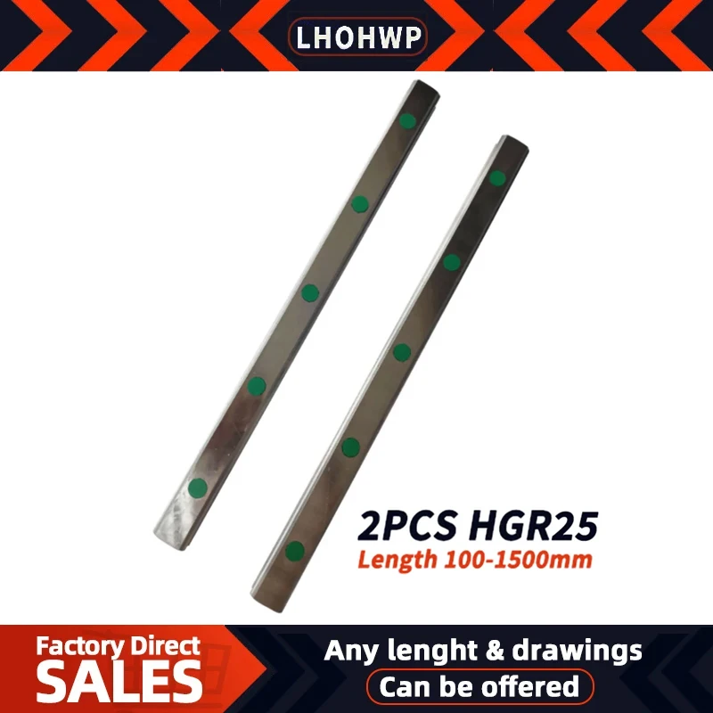 

2pc 100 -1500mm HGR25 Square Linear Guide Rail for Slide Block Carriages HGH25CA HGW25CC HGW25HA CNC Router Engraving