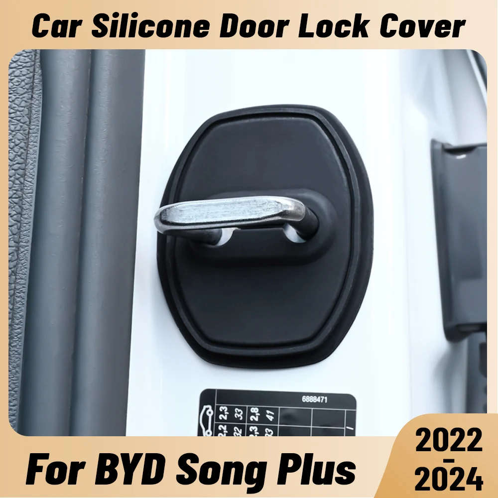 

For BYD Song Plus 2022-2024 Car Door Shock Absorber Door Lock Protector Silicone Auto Door Lock Latches Cover Accessories