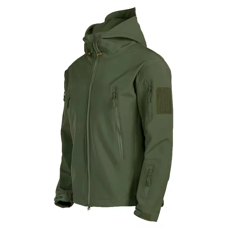 Chaquetas militares de piel de tiburón para hombre, abrigos de bombardero con capucha, chaqueta táctica impermeable a prueba de viento, chaquetas de