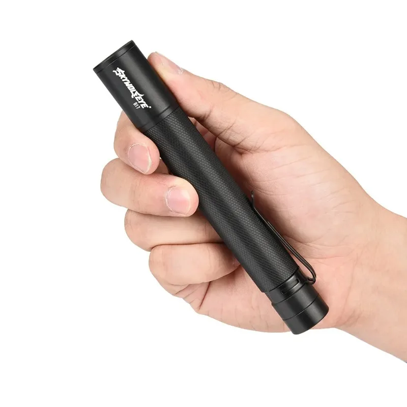Mini Telescopic Pen Light Skywolfeye LED Powerful Flashlight Powered By 2 AA Batteries with Portable Clip for Outdoor Use