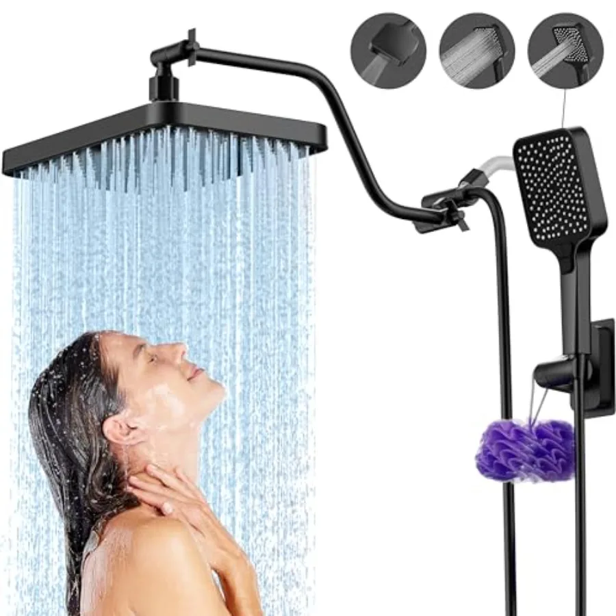 

Rainfall Shower Head Black Shower Head Combo High pressure Ra Shower Head Extension Combo