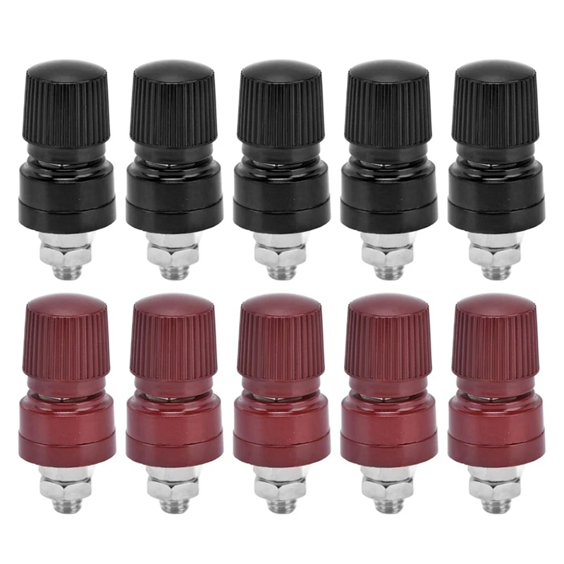 5 Pairs Brass Plated Binding Posts, M6 Thread Terminal, Wide Application, Easy To Distinguish, Strong Conductivity