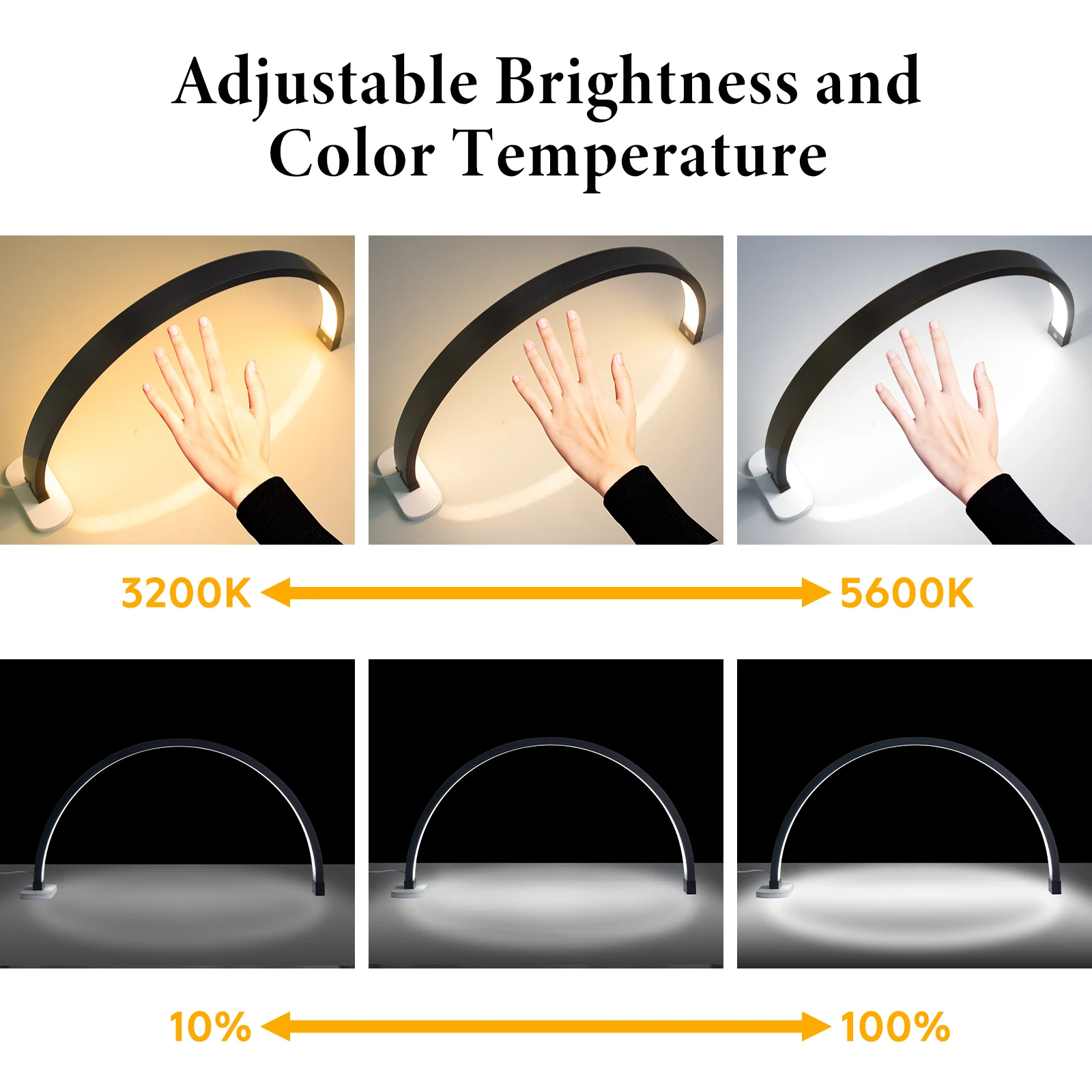 ハーフムーン U 字型 LED ネイルライト 3 レベル調光可能なタッチデスク照明美容院ネイルショップ作業補助光