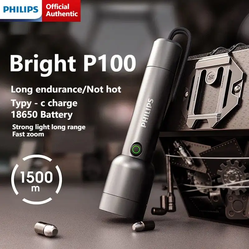 Philips كشاف LED عالي الطاقة SFL1236 مع 4 أوضاع إضاءة محمول وقابل لإعادة الشحن لمصابيح التخييم في الهواء الطلق
