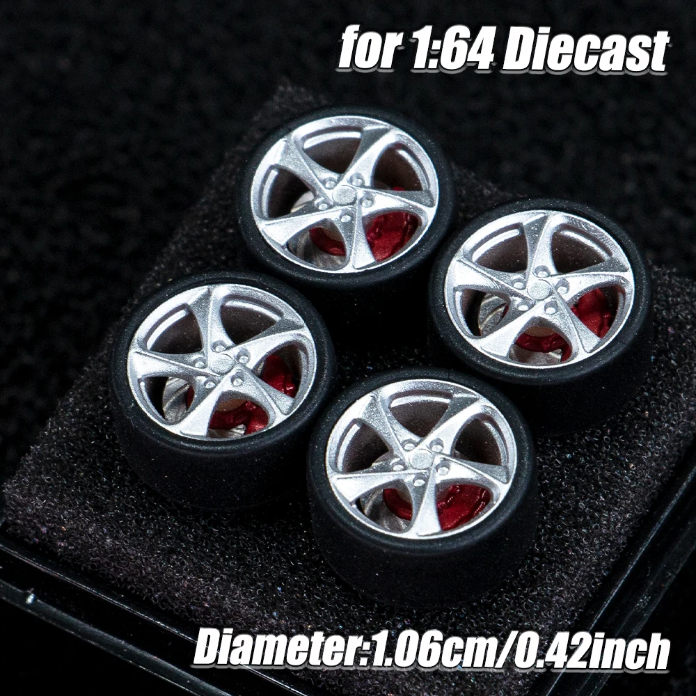 1:64 Maßstab Modellauto-Räder, 4 Stück 1 Set, 3D-gedruckte Harzfelgen mit Gummireifen für MINIGT Tomica JDM Auto-Upgrade – Detail 6