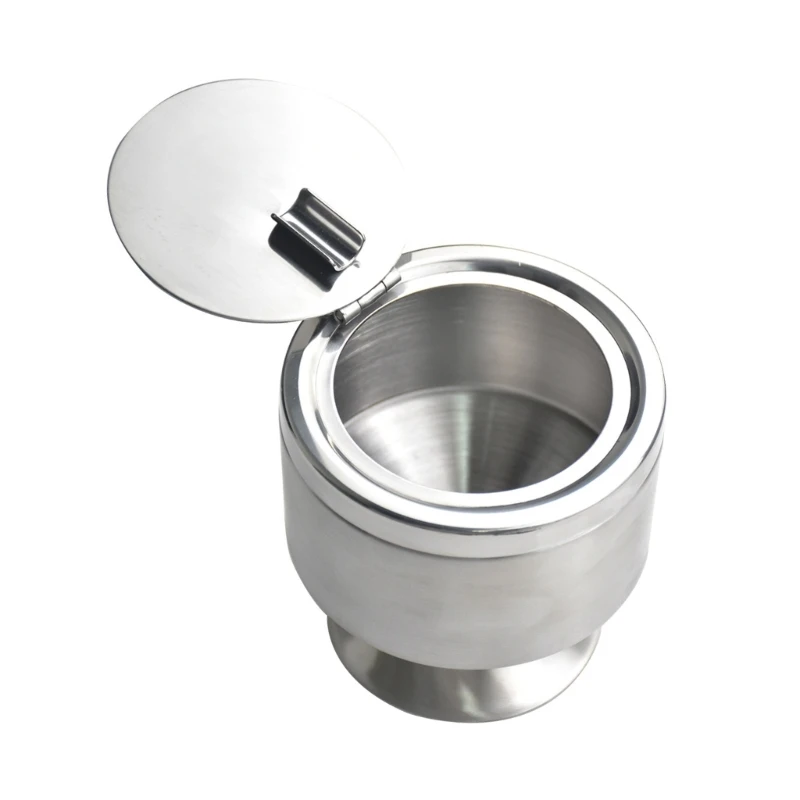 

Stainless Steel Ashtray with Lid Outdoor Cigarettes Tray Holder Smell Proof Smoking Accessories for Tabletop Home Office