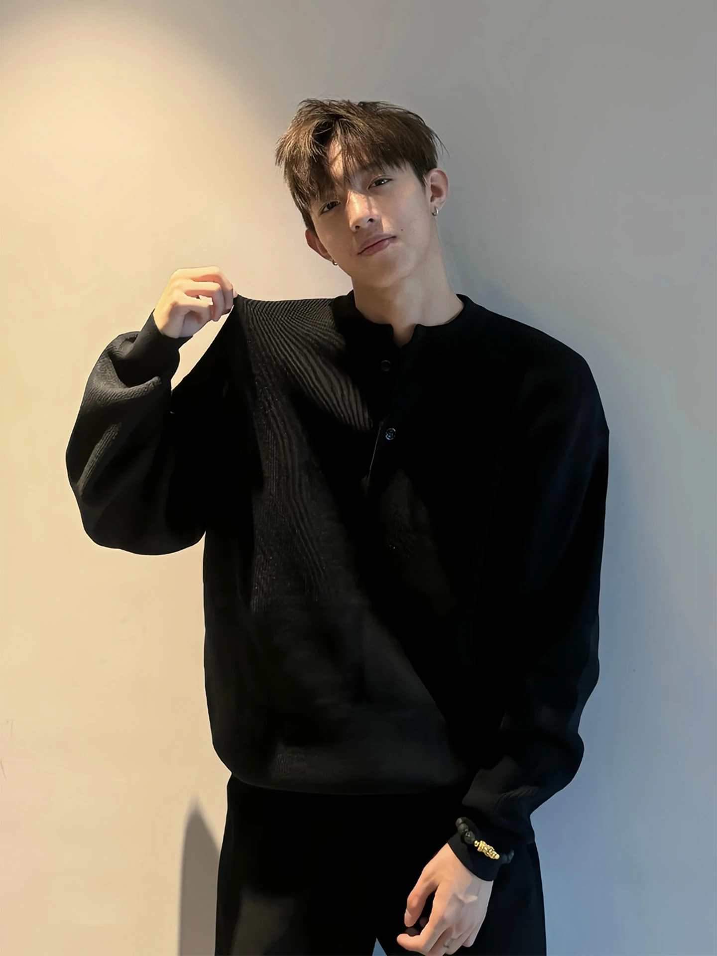 

Bla Henry Collar Knitwear Men Women Universal Autumn Lazy Sle High Faion Inner Wear Sweater Trendy Busin Casual Long...