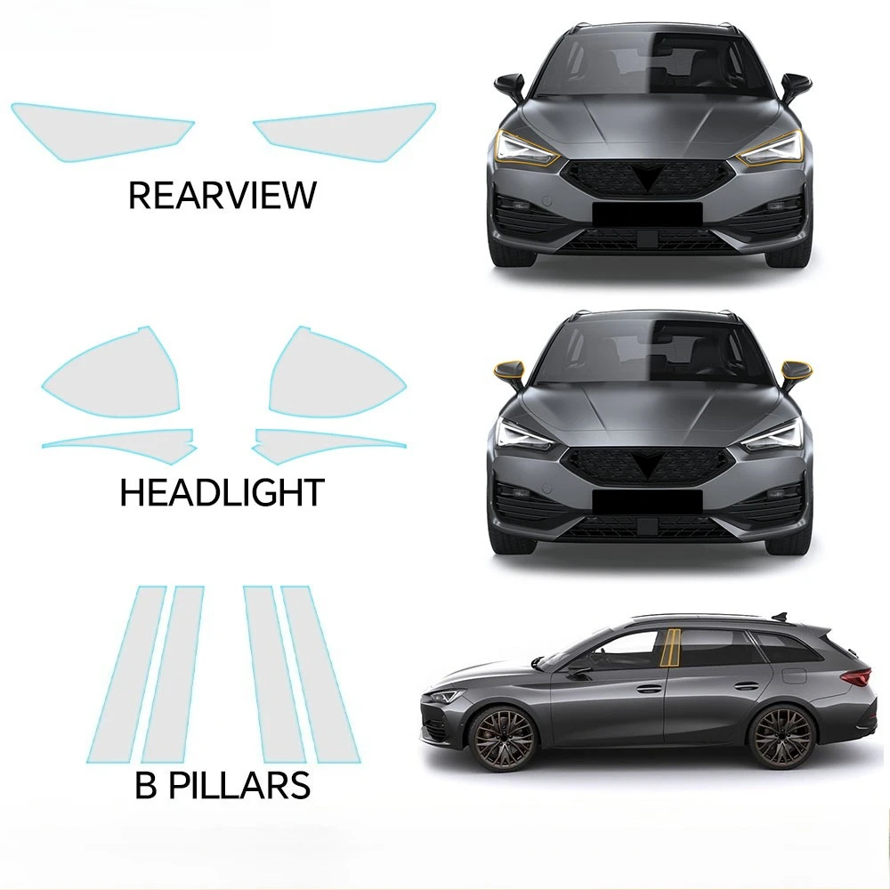 Pre-cut PPF For Seat Cupra Leon 2021 2022 2023 Headlight Rearview B Pillars TPU Protection Film Anti-scratch Clear Bra Resistant