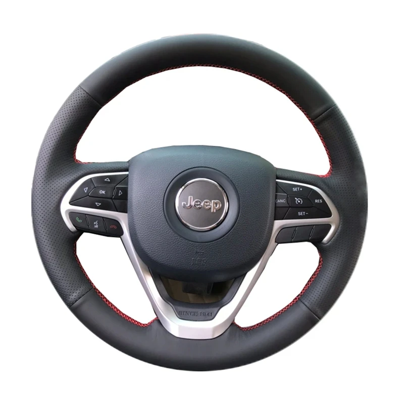 

DIY Hand-Sewn Wear-Resistant Car Steering Wheel Cover Suitable For Jeep Grand Cherokee 2014 2015 2016 Protection De Volant