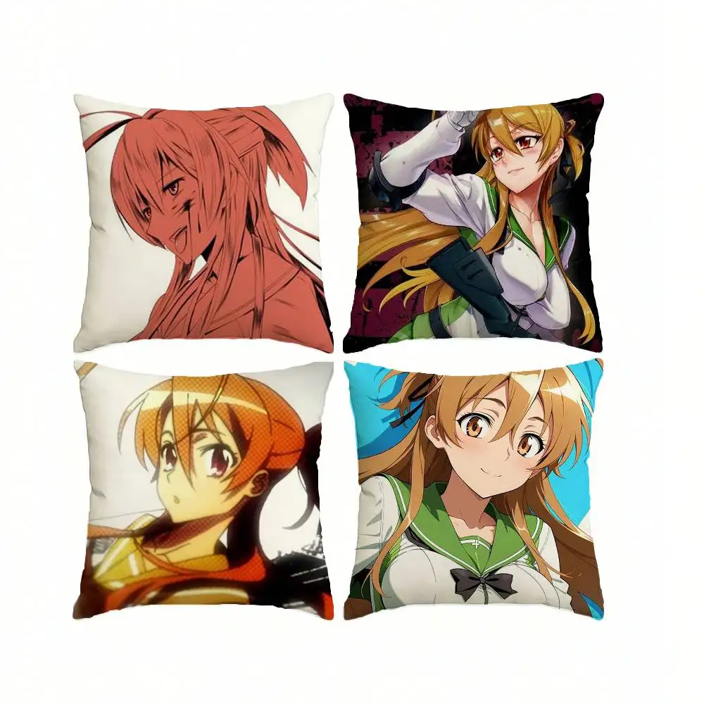 H-Highschool of the Dead R-Rei Miyamoto  Square Double-Sided printed Pillow Case Bedroom Bedside Pillow Sofa Cushion Cover