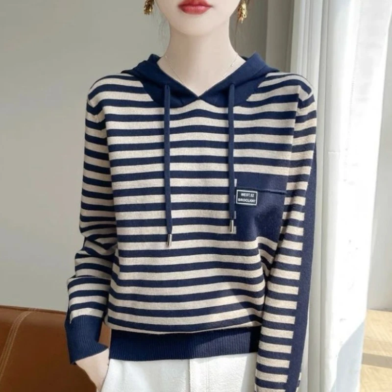 Hoodies Sweatshirt voor Vrouwen Slanke Truien Harajuku Mode Y2k Japanse Streetwear Koreaanse Bijpassende Gestreepte Vrouw Capuchon Tops