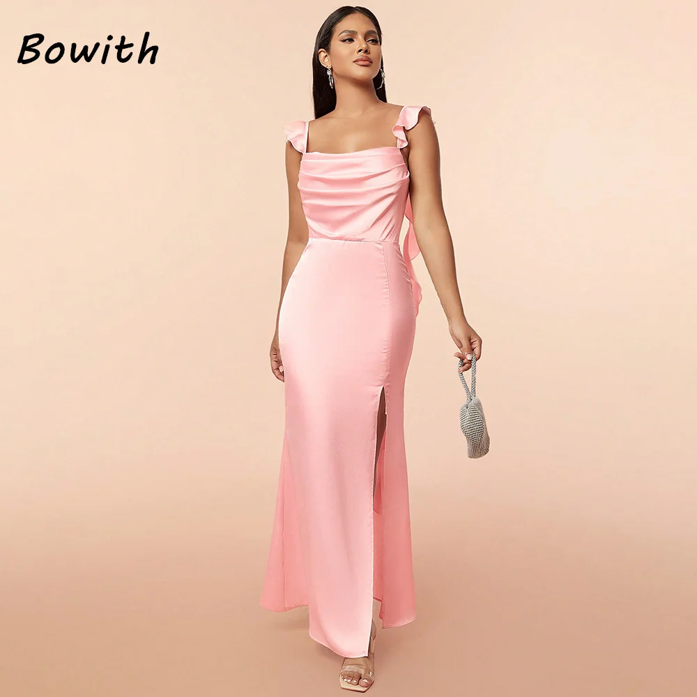 

Bowith Evening Dress Wedding Party Elegant Sleeveless Dresses for Women Prom Wrap Long Dress Formal Occasions Backless Gown Gala