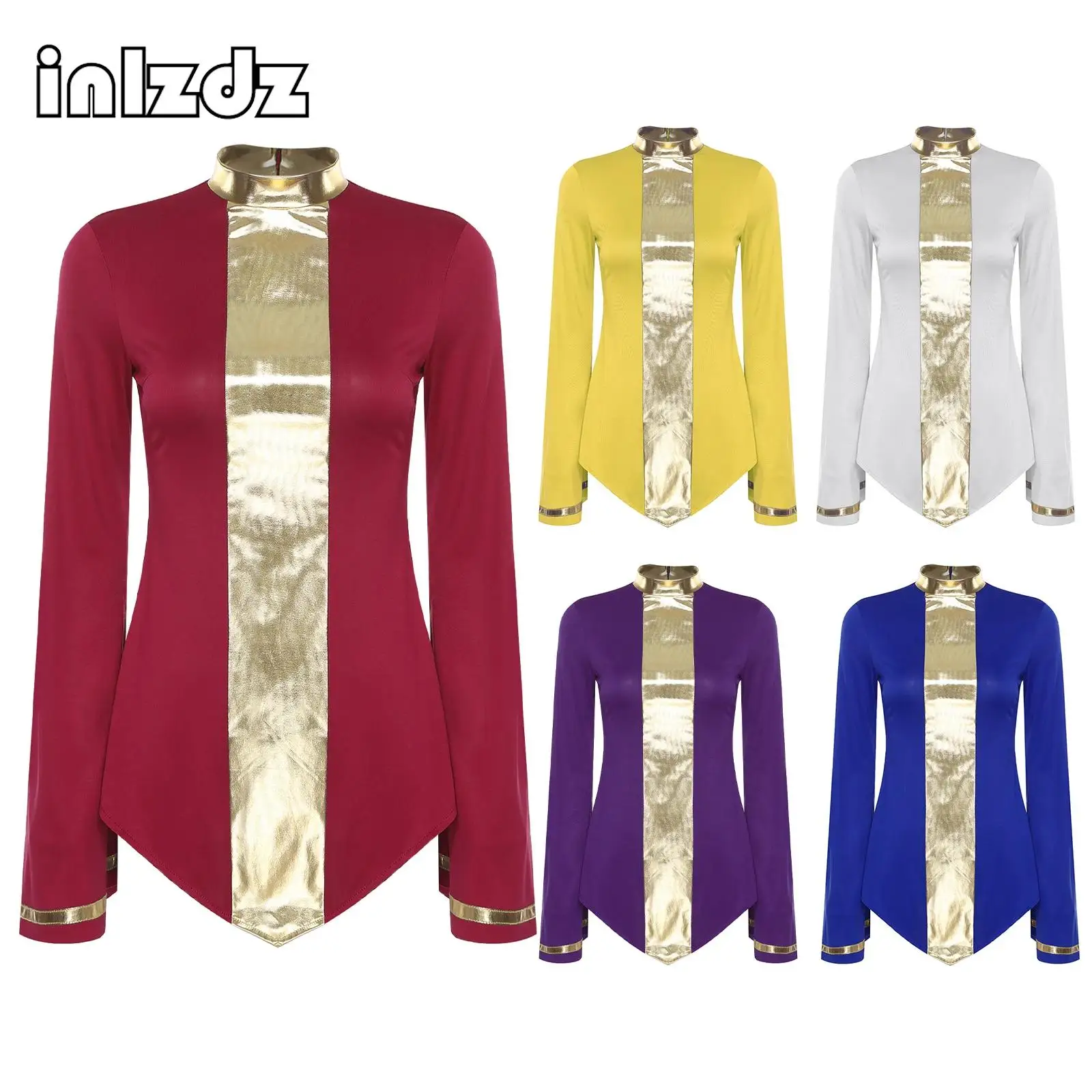 

Women Lyrical Dance Costume Flared Long Sleeve Shirt Blouse Praise Dance Top Liturgical Worship Church Choir Performance Clothes