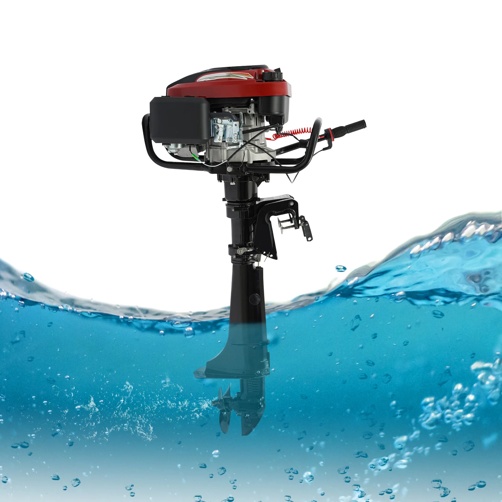 Outboard Motor Engine 4-stroke 7HP 4500RPM Marine Tool Heavy Duty TCI Air-cooling Fishing Boat Motor Gas Powered Manual Tilt